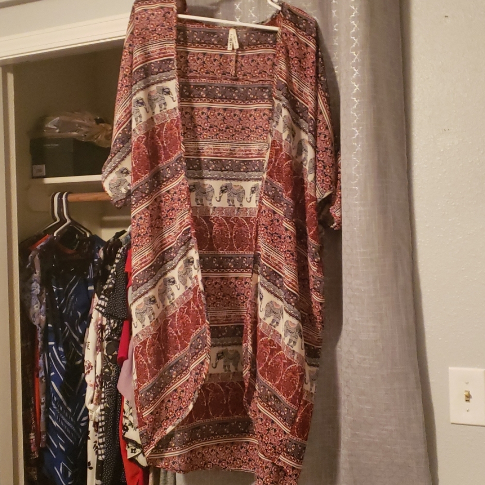 Elephant print kimono cardigan
